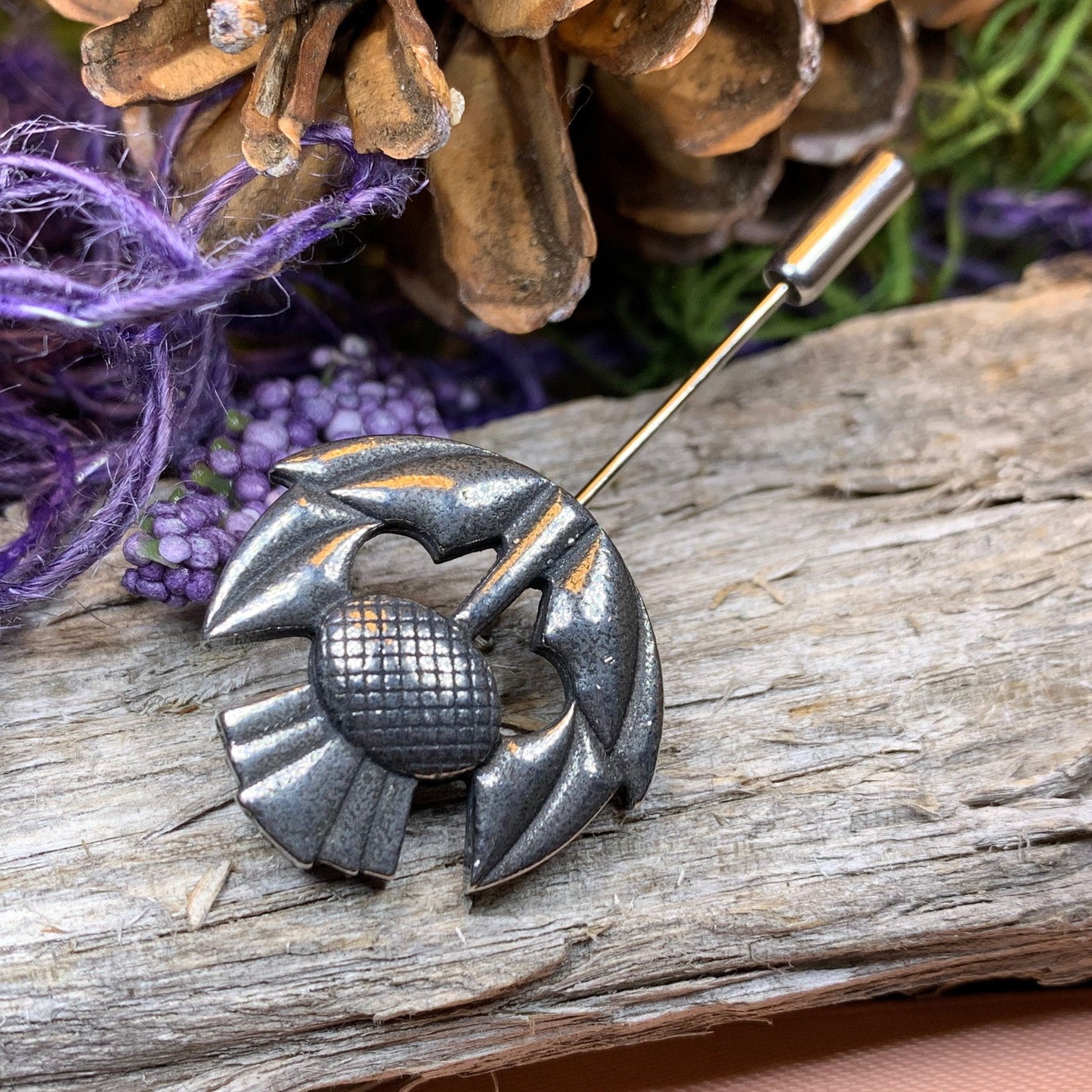 Thistle Stick Pin, Scottish Jewelry, Lapel Pin, Celtic Pin, Outlander Jewelry, Groom Gift, Scotland Gift, Wedding Jewelry, Tie Tac Pin
