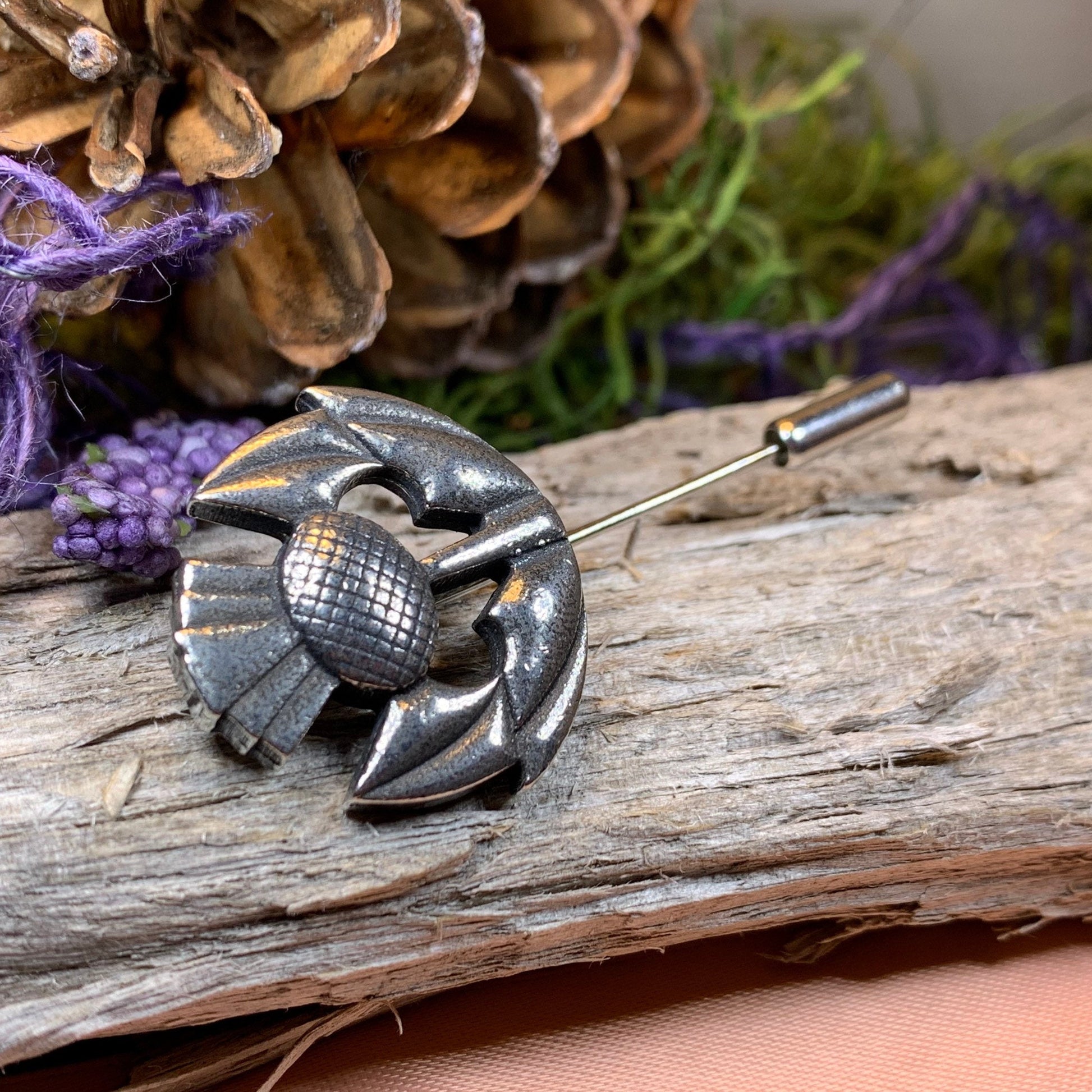 Thistle Stick Pin, Scottish Jewelry, Lapel Pin, Celtic Pin, Outlander Jewelry, Groom Gift, Scotland Gift, Wedding Jewelry, Tie Tac Pin