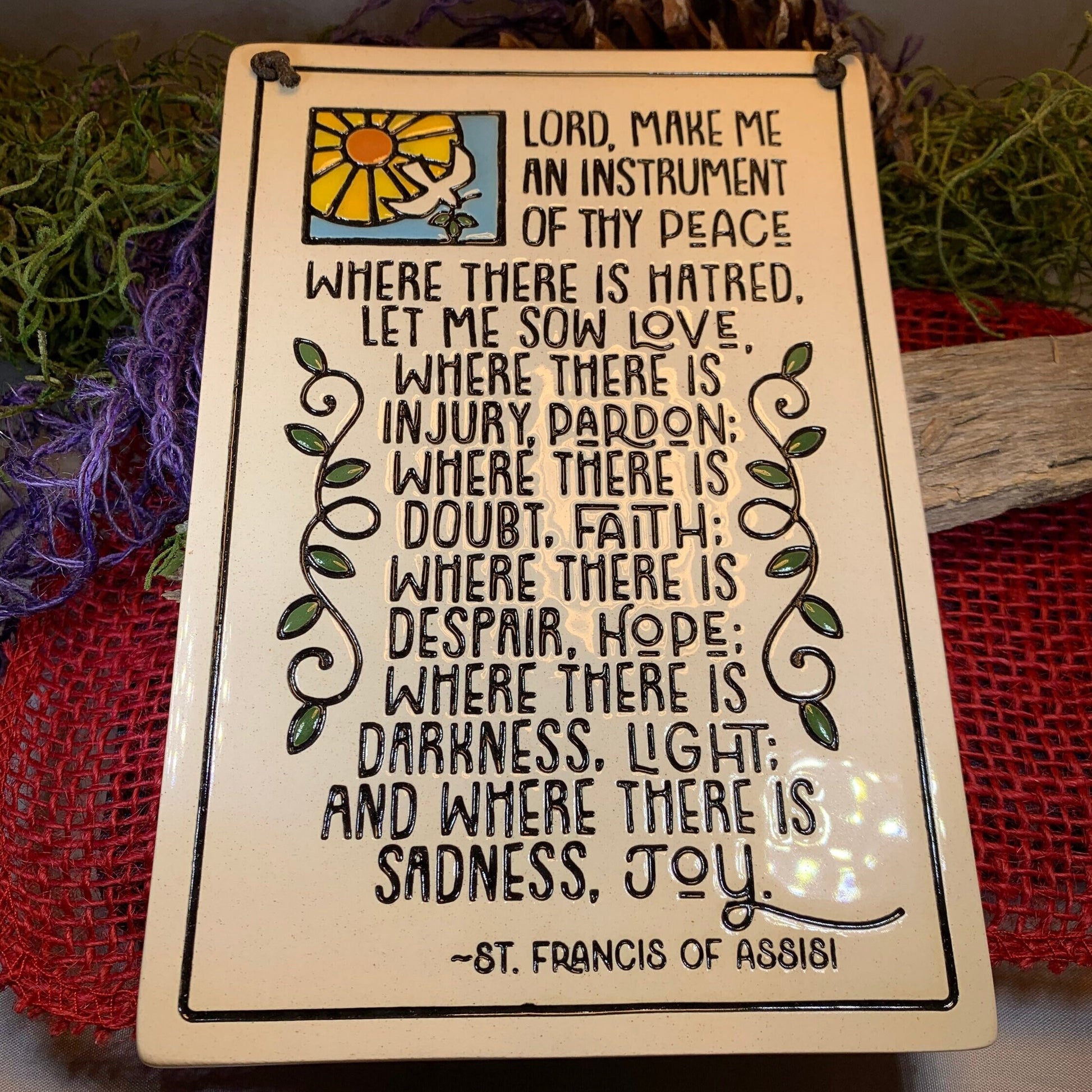 Christian Blessing Wall Art, Saint Francis Gift, Ceramic Wall Plaque, New Home Gift, Peace Prayer, Wedding Gift, Religious Prayer, Mom Gift