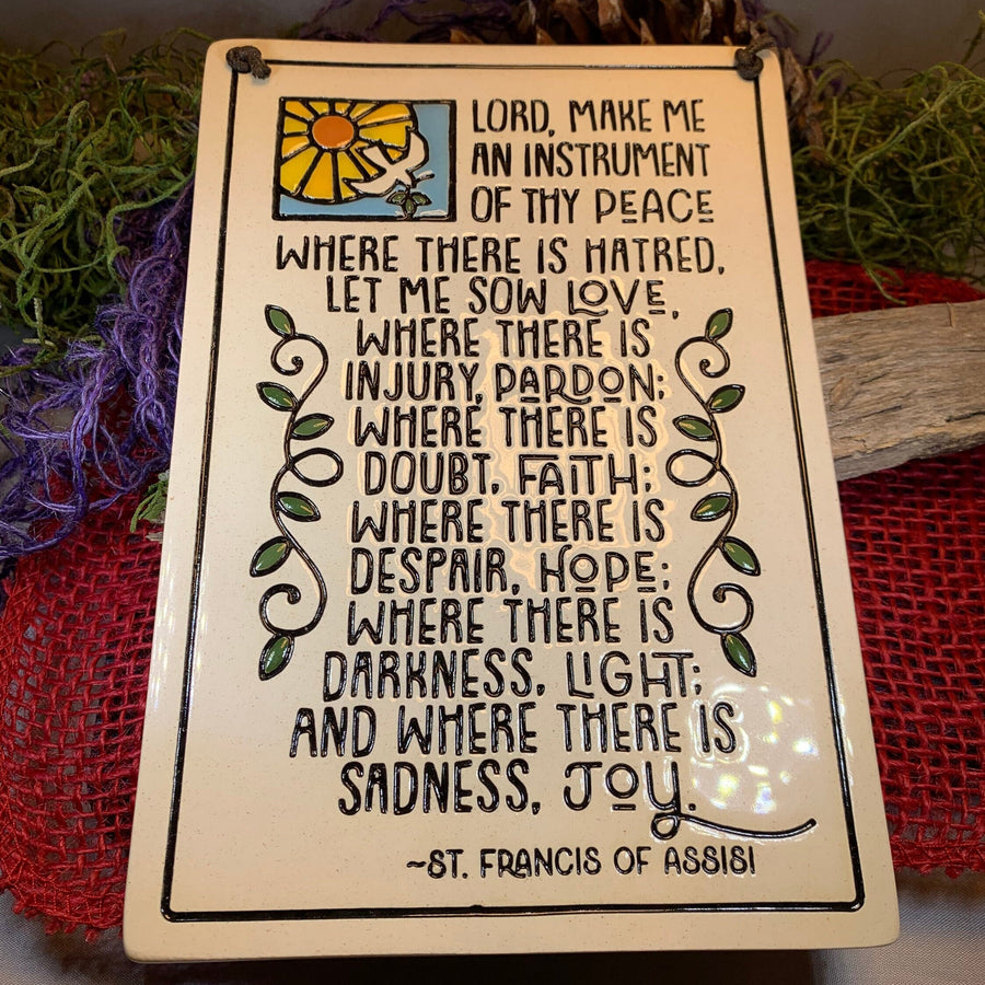 Christian Blessing Wall Art, Saint Francis Gift, Ceramic Wall Plaque, New Home Gift, Peace Prayer, Wedding Gift, Religious Prayer, Mom Gift