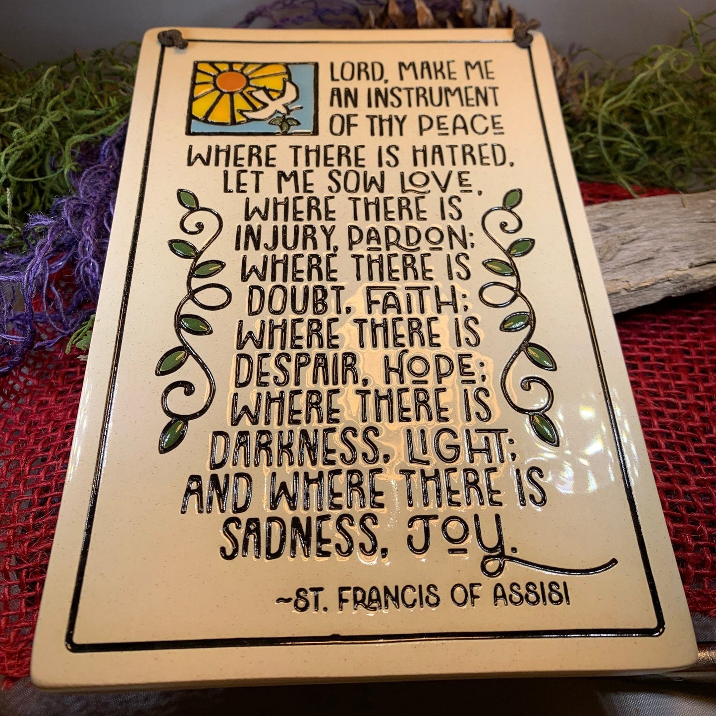 Christian Blessing Wall Art, Saint Francis Gift, Ceramic Wall Plaque, New Home Gift, Peace Prayer, Wedding Gift, Religious Prayer, Mom Gift