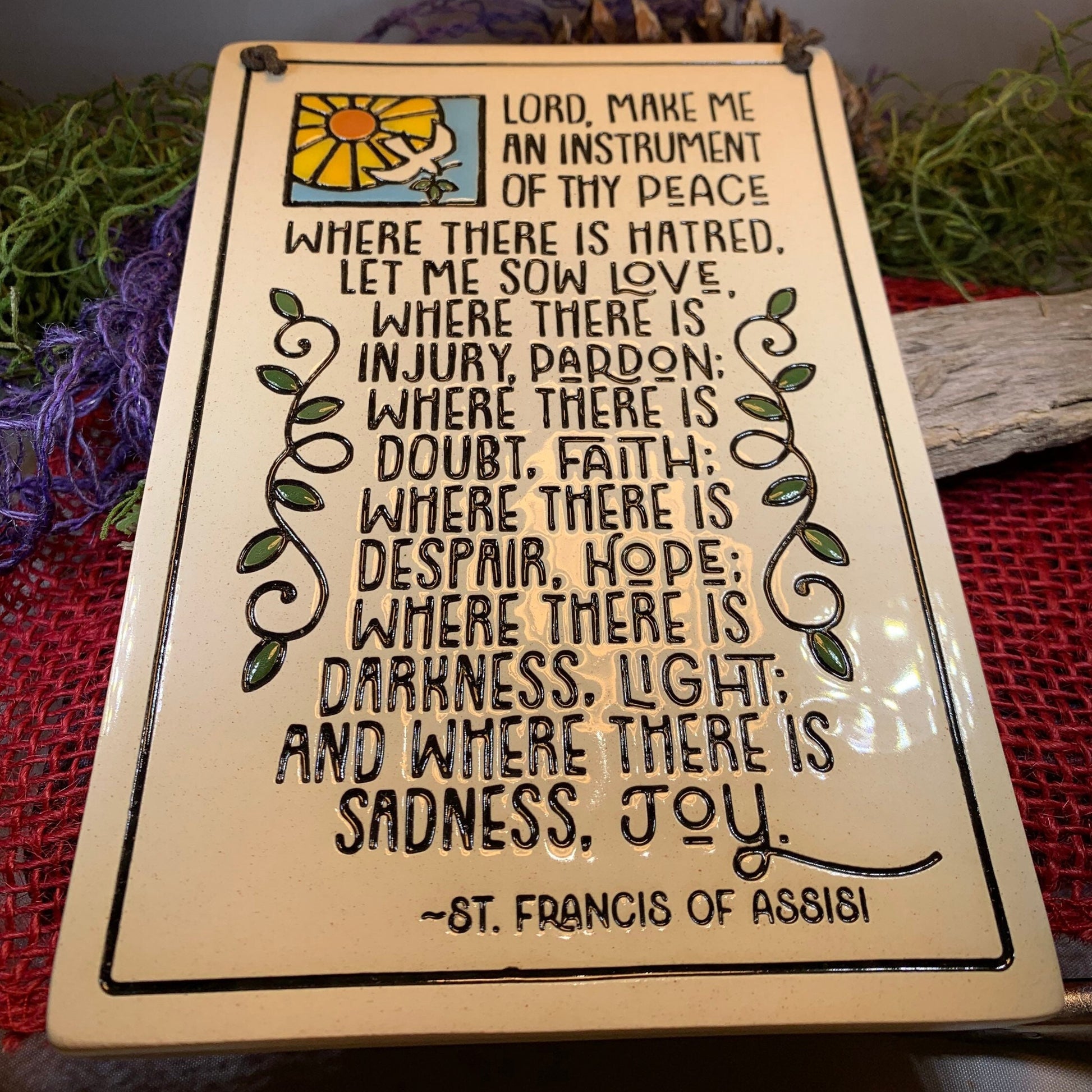 Christian Blessing Wall Art, Saint Francis Gift, Ceramic Wall Plaque, New Home Gift, Peace Prayer, Wedding Gift, Religious Prayer, Mom Gift