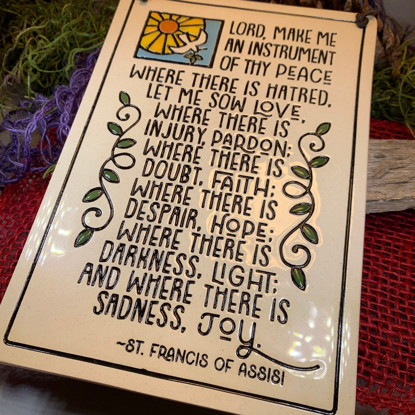 Christian Blessing Wall Art, Saint Francis Gift, Ceramic Wall Plaque, New Home Gift, Peace Prayer, Wedding Gift, Religious Prayer, Mom Gift