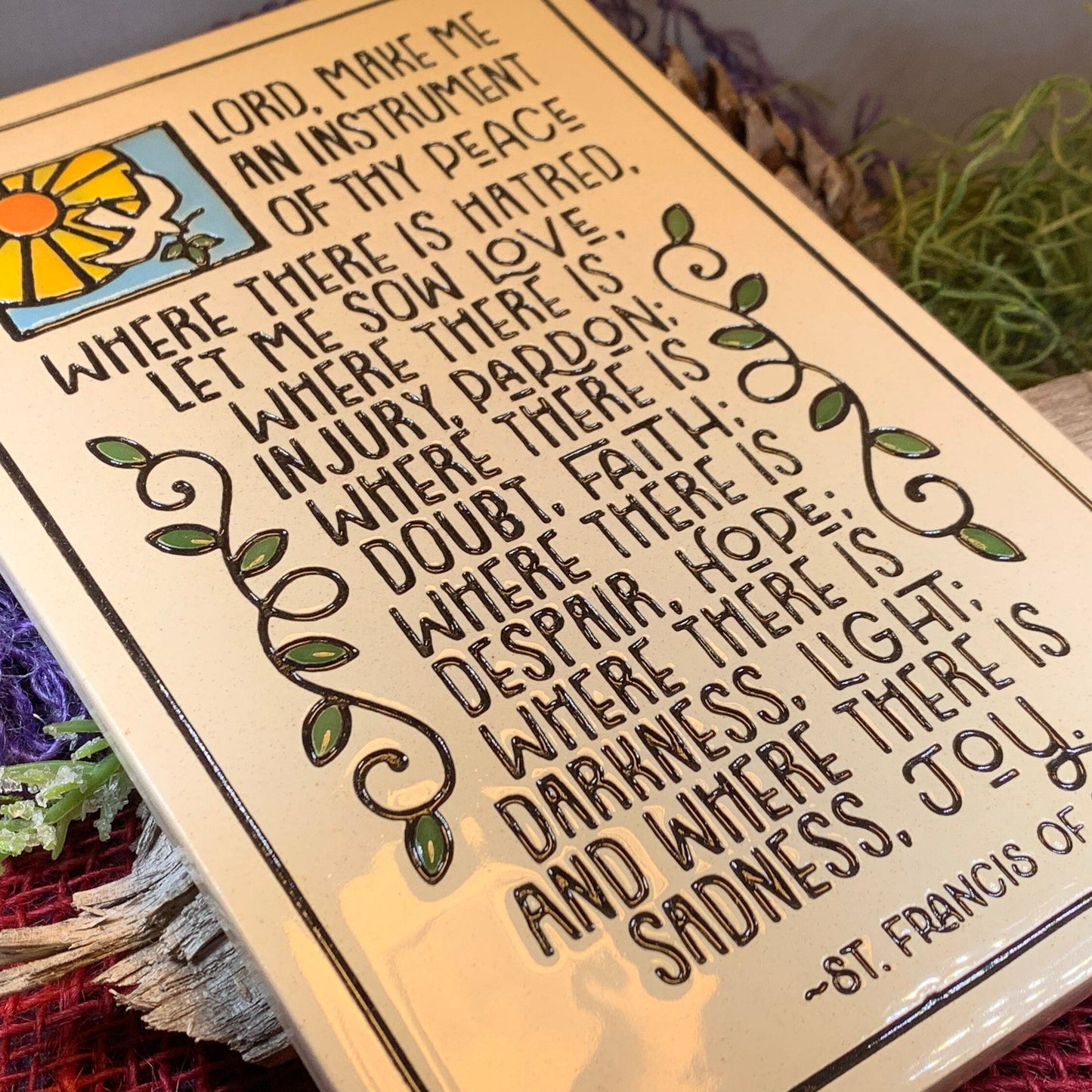 Christian Blessing Wall Art, Saint Francis Gift, Ceramic Wall Plaque, New Home Gift, Peace Prayer, Wedding Gift, Religious Prayer, Mom Gift