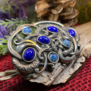 Celtic Dragon Brooch, Celtic Jewelry, Viking Jewelry, Celtic Pin, Anniversary Gift, Irish Jewelry, Norse Jewelry, Scotland Jewelry, Opal