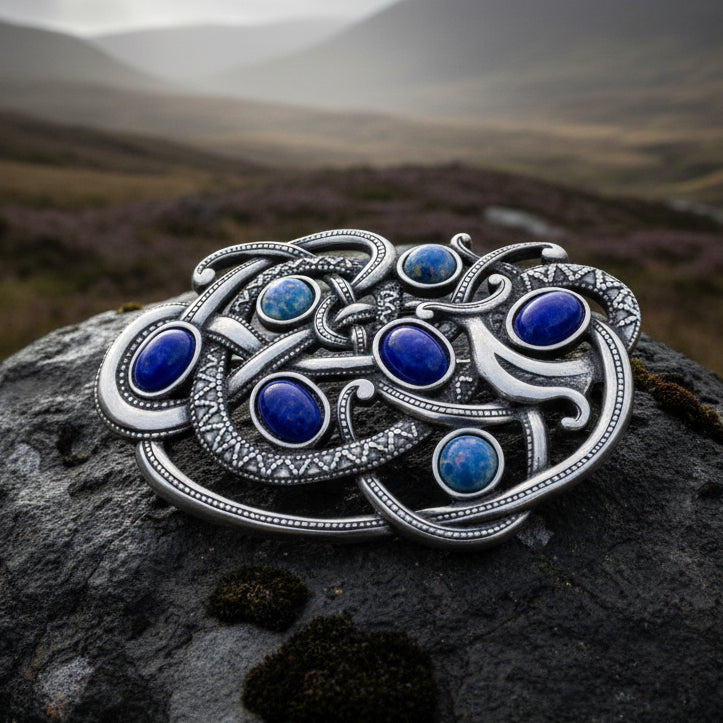 Celtic Dragon Brooch, Celtic Jewelry, Viking Jewelry, Celtic Pin, Anniversary Gift, Irish Jewelry, Norse Jewelry, Scotland Jewelry, Opal