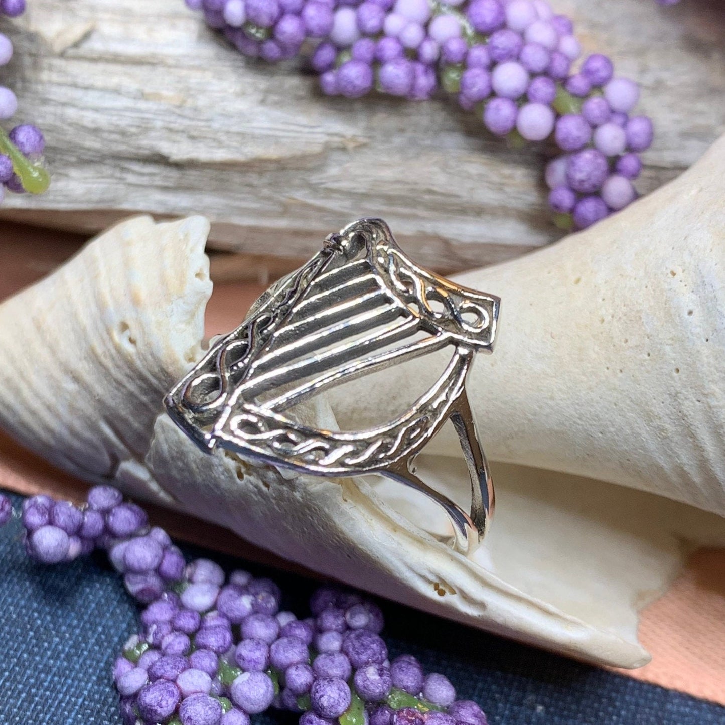 Harp Ring, Celtic Jewelry, Irish Jewelry, Harp Jewelry, Ireland Gift, Irish Dance Gift, Anniversary Gift, Music Jewelry, Silver Celtic Ring