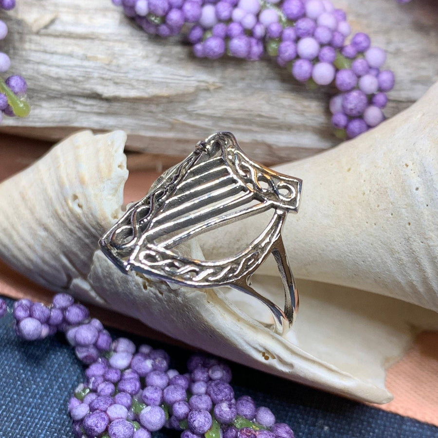 Harp Ring, Celtic Jewelry, Irish Jewelry, Harp Jewelry, Ireland Gift, Irish Dance Gift, Anniversary Gift, Music Jewelry, Silver Celtic Ring