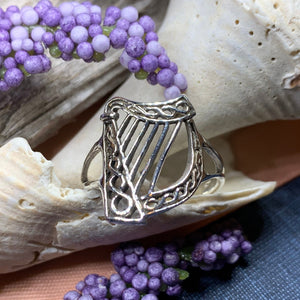 Harp Ring, Celtic Jewelry, Irish Jewelry, Harp Jewelry, Ireland Gift, Irish Dance Gift, Anniversary Gift, Music Jewelry, Silver Celtic Ring