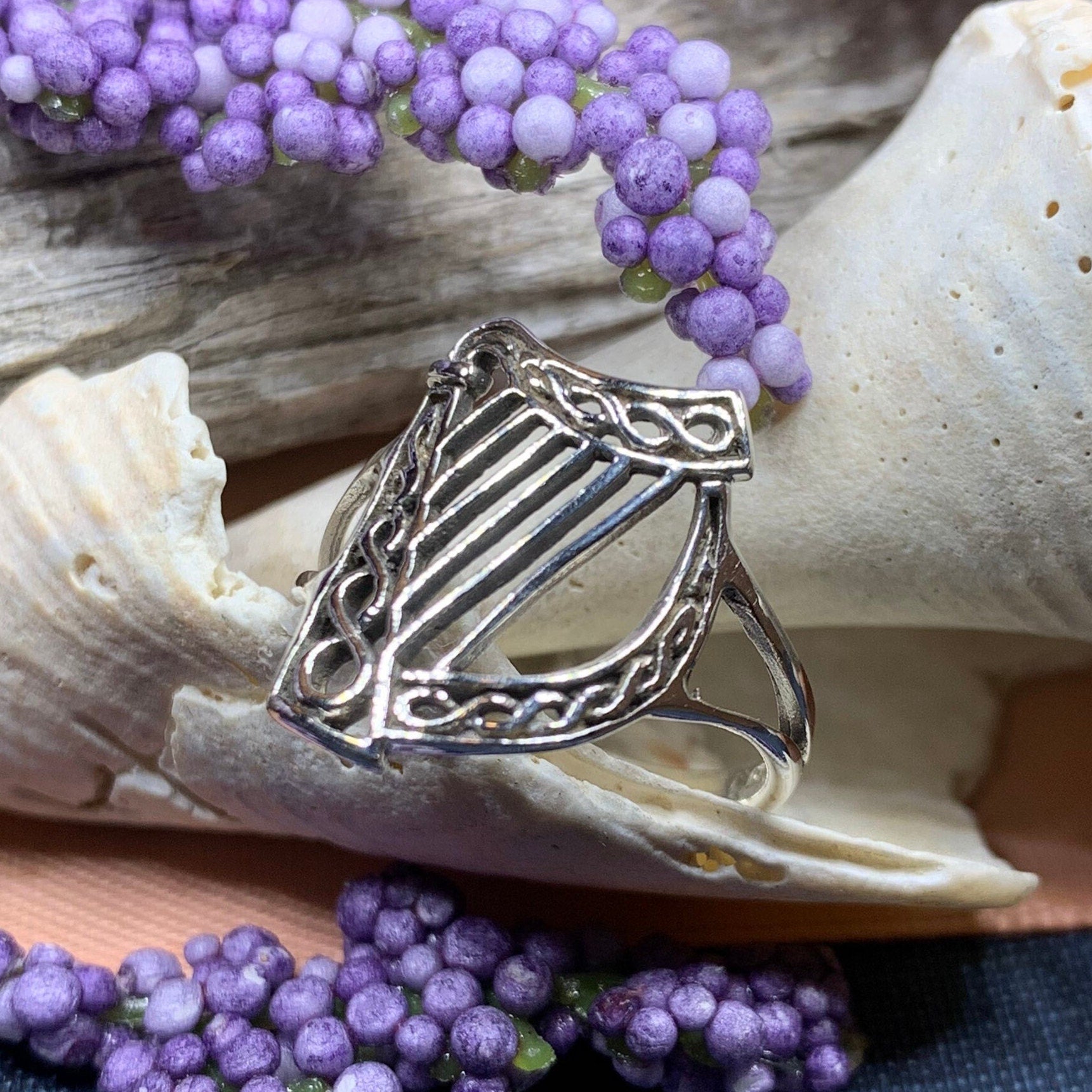 Harp Ring, Celtic Jewelry, Irish Jewelry, Harp Jewelry, Ireland Gift, Irish Dance Gift, Anniversary Gift, Music Jewelry, Silver Celtic Ring