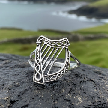 Harp Ring, Celtic Jewelry, Irish Jewelry, Harp Jewelry, Ireland Gift, Irish Dance Gift, Anniversary Gift, Music Jewelry, Silver Celtic Ring