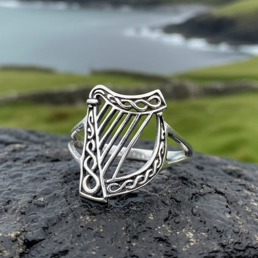 Harp Ring, Celtic Jewelry, Irish Jewelry, Harp Jewelry, Ireland Gift, Irish Dance Gift, Anniversary Gift, Music Jewelry, Silver Celtic Ring