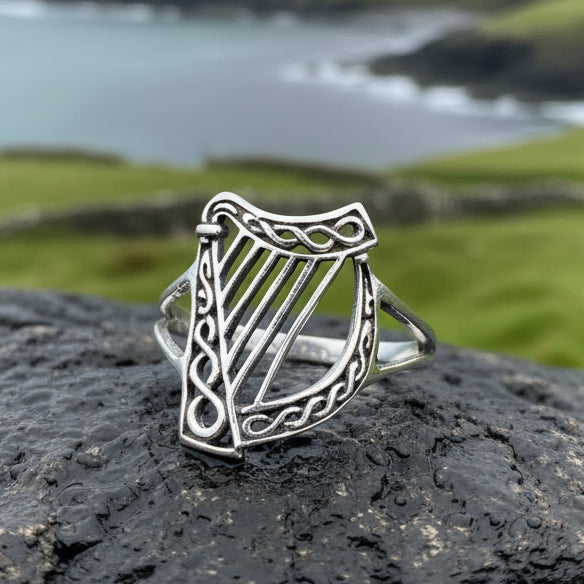 Harp Ring, Celtic Jewelry, Irish Jewelry, Harp Jewelry, Ireland Gift, Irish Dance Gift, Anniversary Gift, Music Jewelry, Silver Celtic Ring