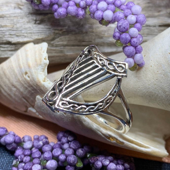 Harp Ring, Celtic Jewelry, Irish Jewelry, Harp Jewelry, Ireland Gift, Irish Dance Gift, Anniversary Gift, Music Jewelry, Silver Celtic Ring