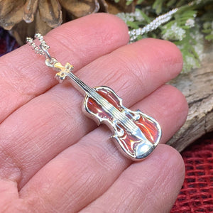 Fiddle Necklace, Celtic Music, Violin Jewelry, Irish Dance Gift, Musician Gift, Orchestra Jewelry, Music Teacher Gift, Silver Violin Gift