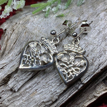 Load image into Gallery viewer, Luckenbooth Earrings, Scotland Jewelry, Celtic Jewelry, Scottish Post Earrings, Anniversary Gift, Bridal Jewelry, Heart Jewelry, Mom Gift
