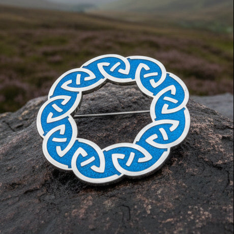Lenzie Celtic Enamel Brooch in silver