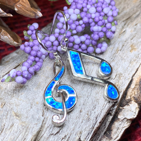Load image into Gallery viewer, Music Earrings, Music Note Jewelry, G Clef Jewelry, Opal Jewelry, Anniversary Gift, Music Teacher Gift, Music Jewelry, Choir Gift, Band Gift
