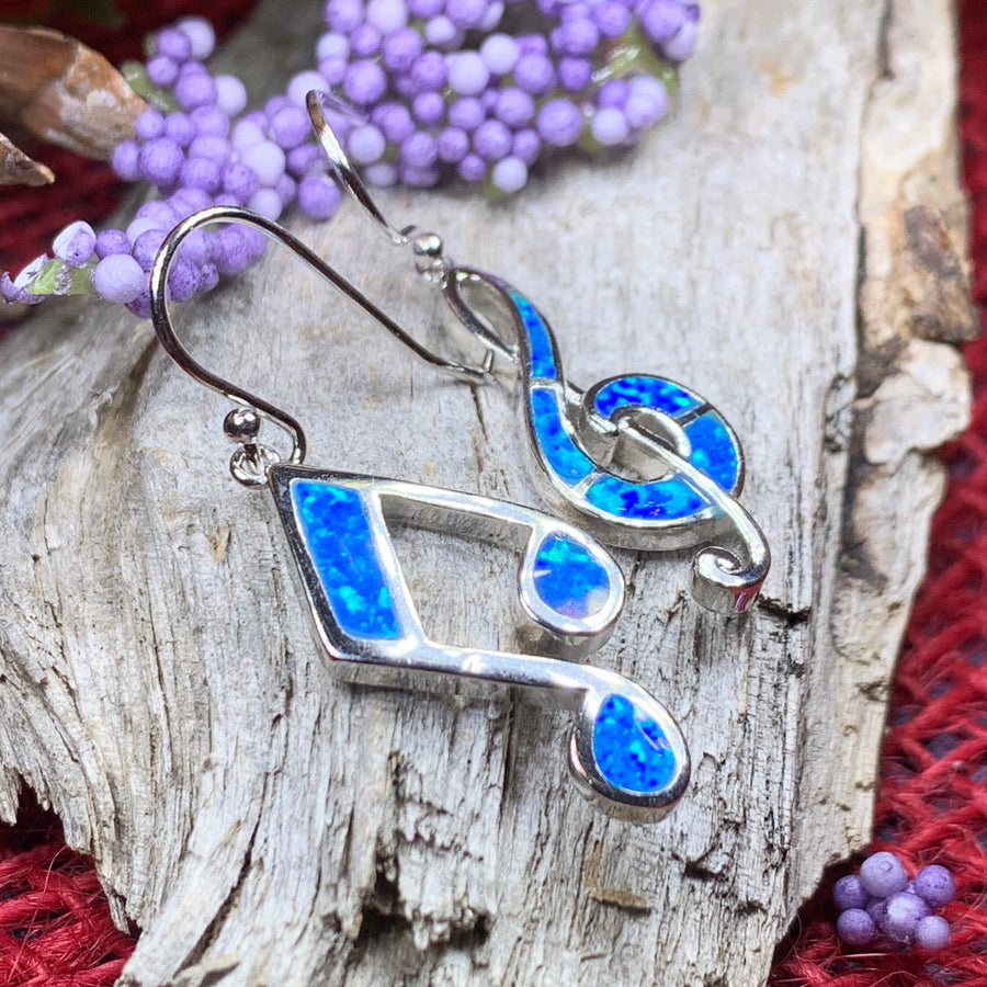 Music Earrings, Music Note Jewelry, G Clef Jewelry, Opal Jewelry, Anniversary Gift, Music Teacher Gift, Music Jewelry, Choir Gift, Band Gift