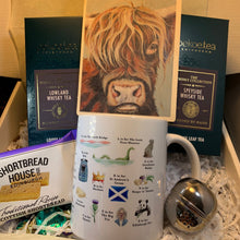 Load image into Gallery viewer, Scotland Gift Box, Scottish Gift, Highland Tea Gift, Scottish Mug, Outlander Gift, New Home Gift, Get Well Gift, Thank You Gift, Mom Gift
