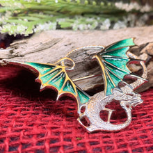 Load image into Gallery viewer, Dragon Brooch, Dragon Gift, Scotland Jewelry, Fantasy Jewelry, Scarf Pin, Enamel Celtic Pin, Celtic Jewelry, Girlfriend Gift, Wife Gift
