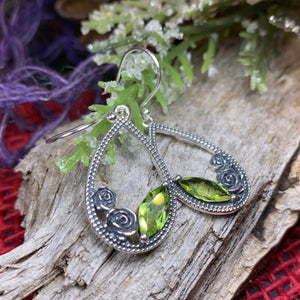 Irish Rose Earrings, Ireland Jewelry, Silver Dangle Earrings, Art Deco Jewelry, Anniversary Gift, Celtic Earrings, Nature Jewelry, Wife Gift