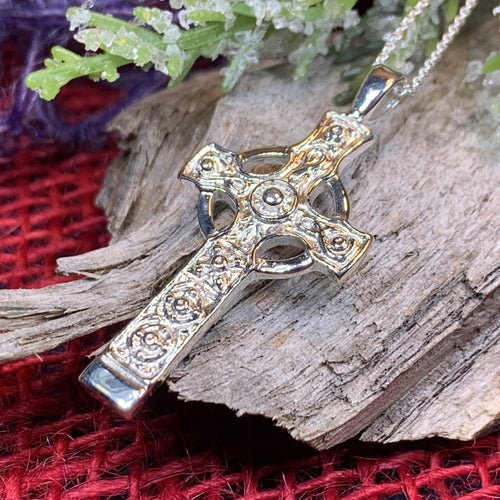 Celtic Cross Necklace, Scottish Jewelry, Scotland Pendant, First Communion Cross, Silver Christian Jewelry, Religious Jewelry, Dad Gift