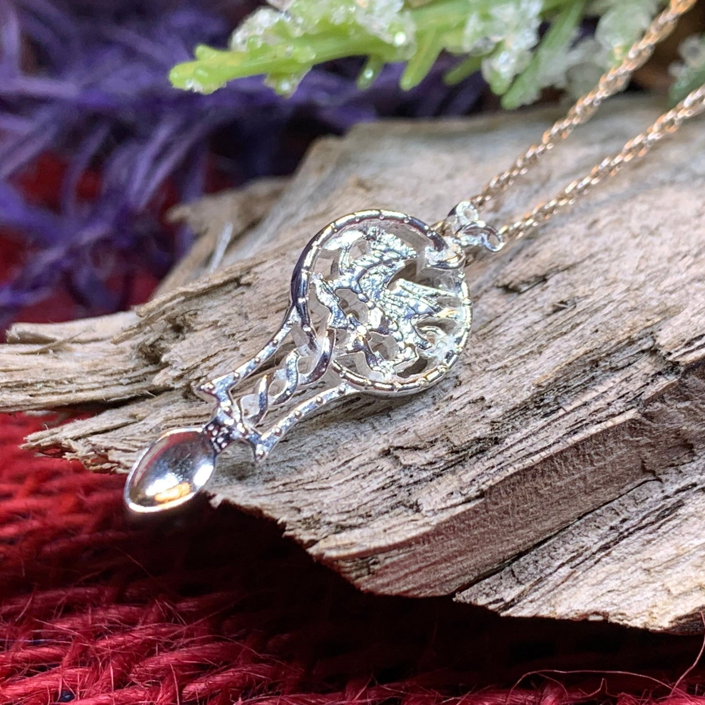 Love Spoon Necklace, Celtic Jewelry, Wales Jewelry, Welsh Necklace, Bridal Jewelry, Anniversary Gift, Heart Jewelry, Silver Spoon Wife Gift