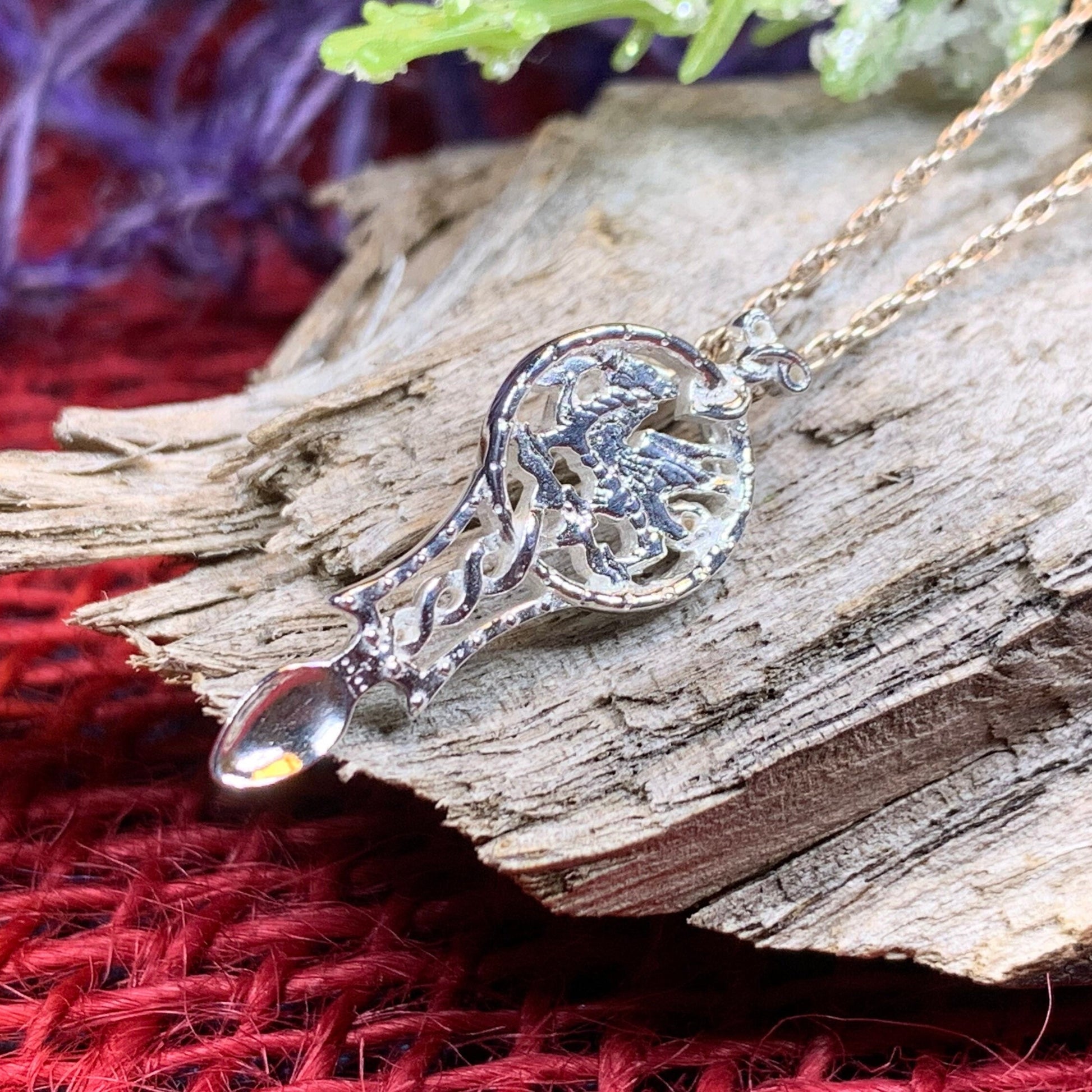 Love Spoon Necklace, Celtic Jewelry, Wales Jewelry, Welsh Necklace, Bridal Jewelry, Anniversary Gift, Heart Jewelry, Silver Spoon Wife Gift