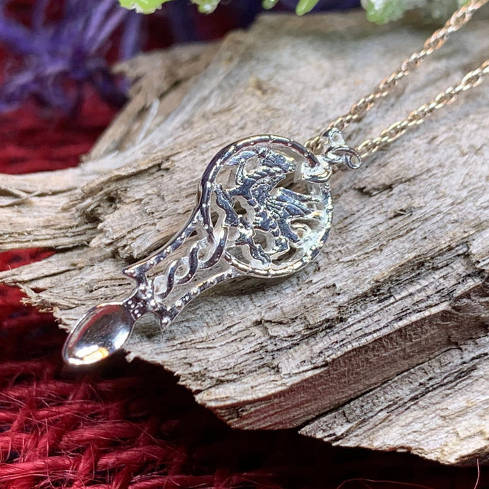 Love Spoon Necklace, Celtic Jewelry, Wales Jewelry, Welsh Necklace, Bridal Jewelry, Anniversary Gift, Heart Jewelry, Silver Spoon Wife Gift