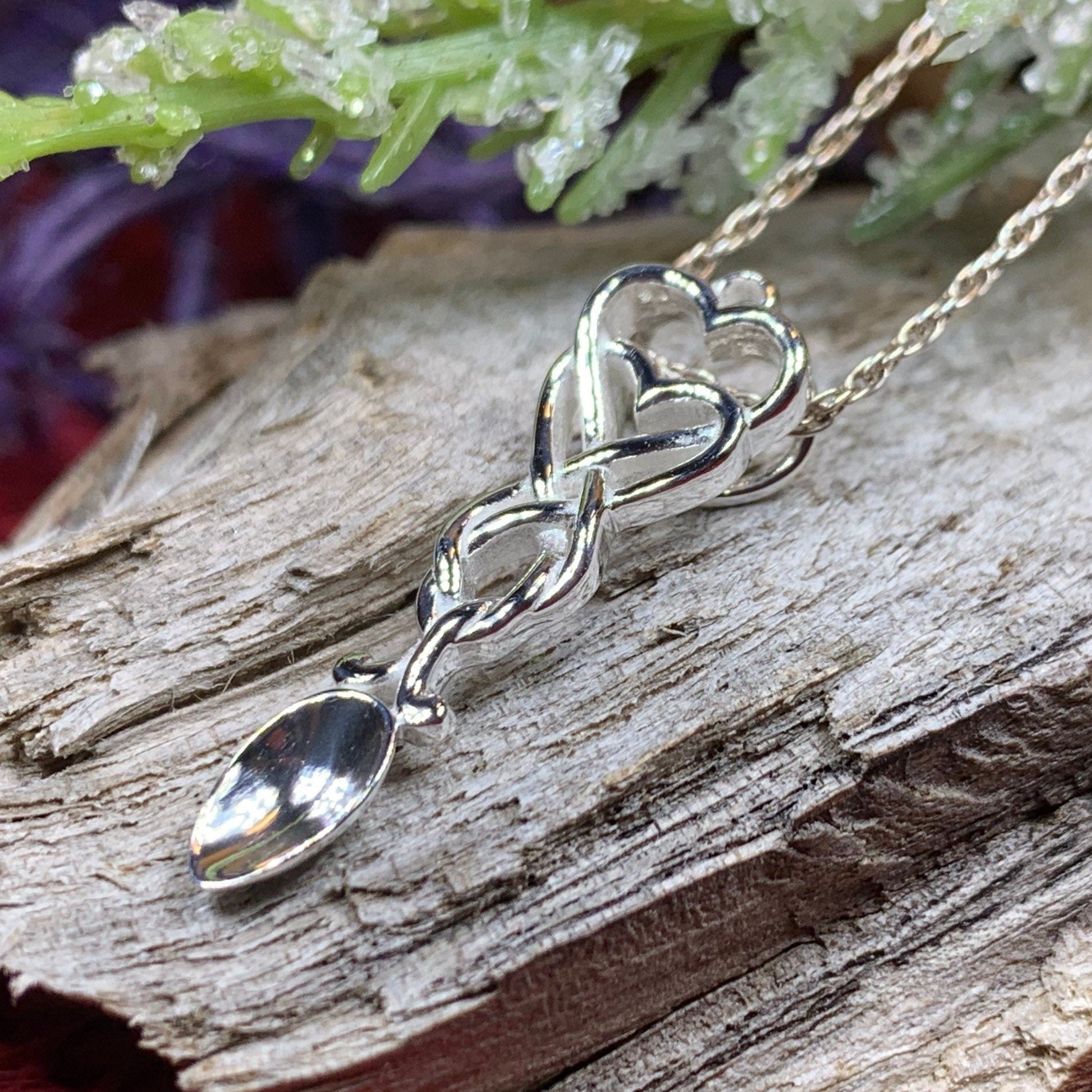 Love Spoon Necklace, Celtic Jewelry, Wales Jewelry, Welsh Necklace, Bridal Jewelry, Anniversary Gift, Heart Jewelry, Silver Spoon Wife Gift