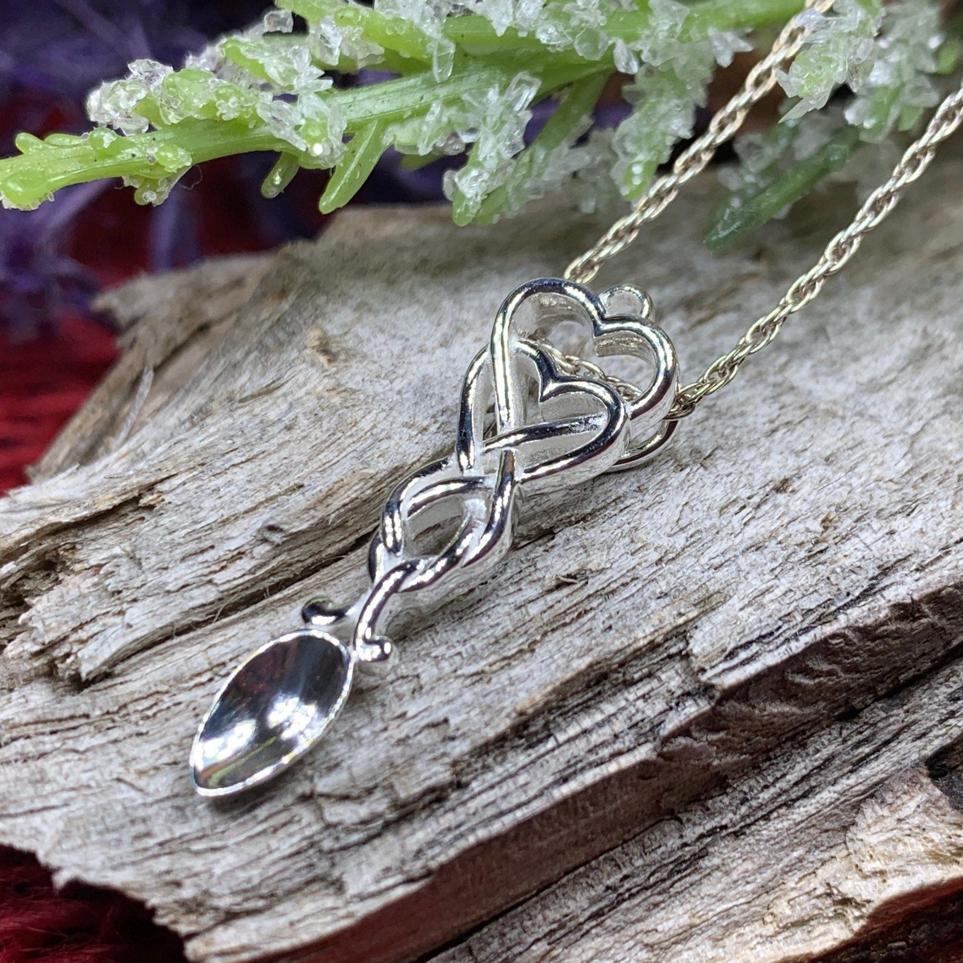 Love Spoon Necklace, Celtic Jewelry, Wales Jewelry, Welsh Necklace, Bridal Jewelry, Anniversary Gift, Heart Jewelry, Silver Spoon Wife Gift