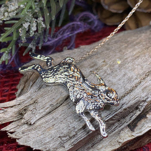 Running Rabbit Necklace, Nature Jewelry, Hare Jewelry, Hare Pendant, Animal Jewelry, New Beginnings, Inspirational Gift, Wife Gift, Mom Gift
