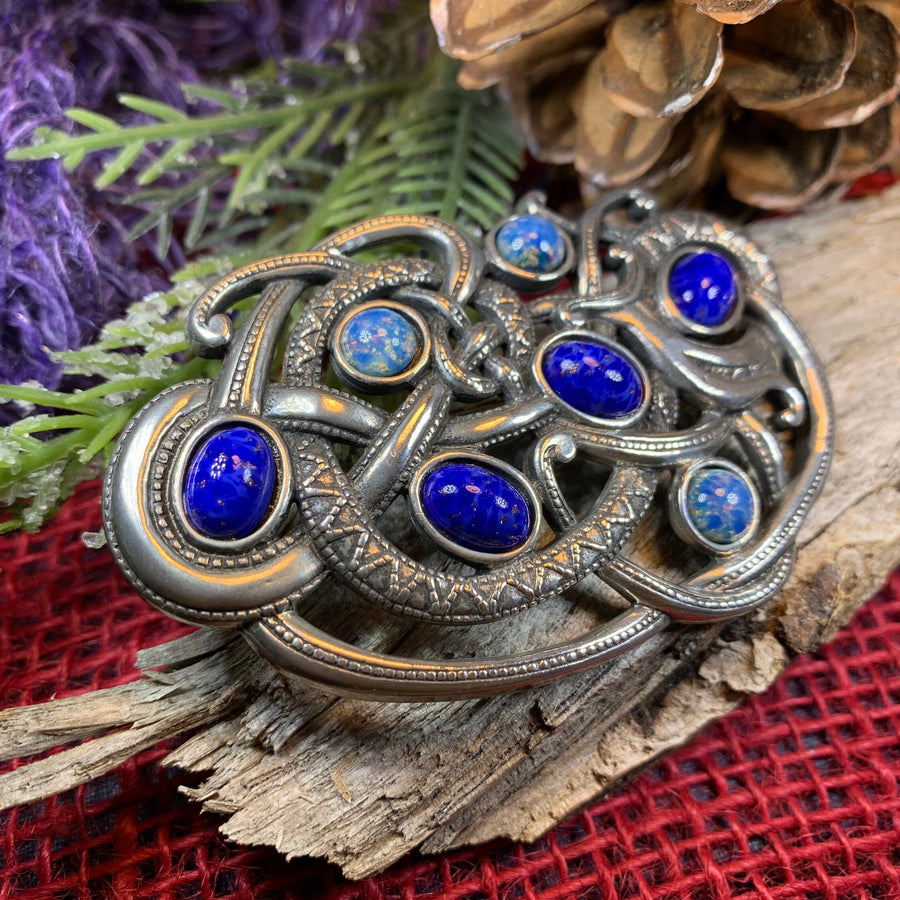 Celtic Dragon Brooch, Celtic Jewelry, Viking Jewelry, Celtic Pin, Anniversary Gift, Irish Jewelry, Norse Jewelry, Scotland Jewelry, Opal