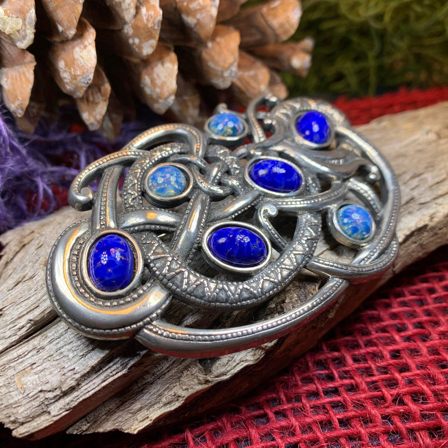 Celtic Dragon Brooch, Celtic Jewelry, Viking Jewelry, Celtic Pin, Anniversary Gift, Irish Jewelry, Norse Jewelry, Scotland Jewelry, Opal