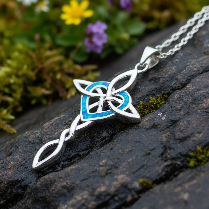 Celtic Cross Necklace, Irish Jewelry, Celtic Jewelry, First Communion Gift, Confirmation Gift, Irish Cross, Religious Jewelry, Opal Mom Gift
