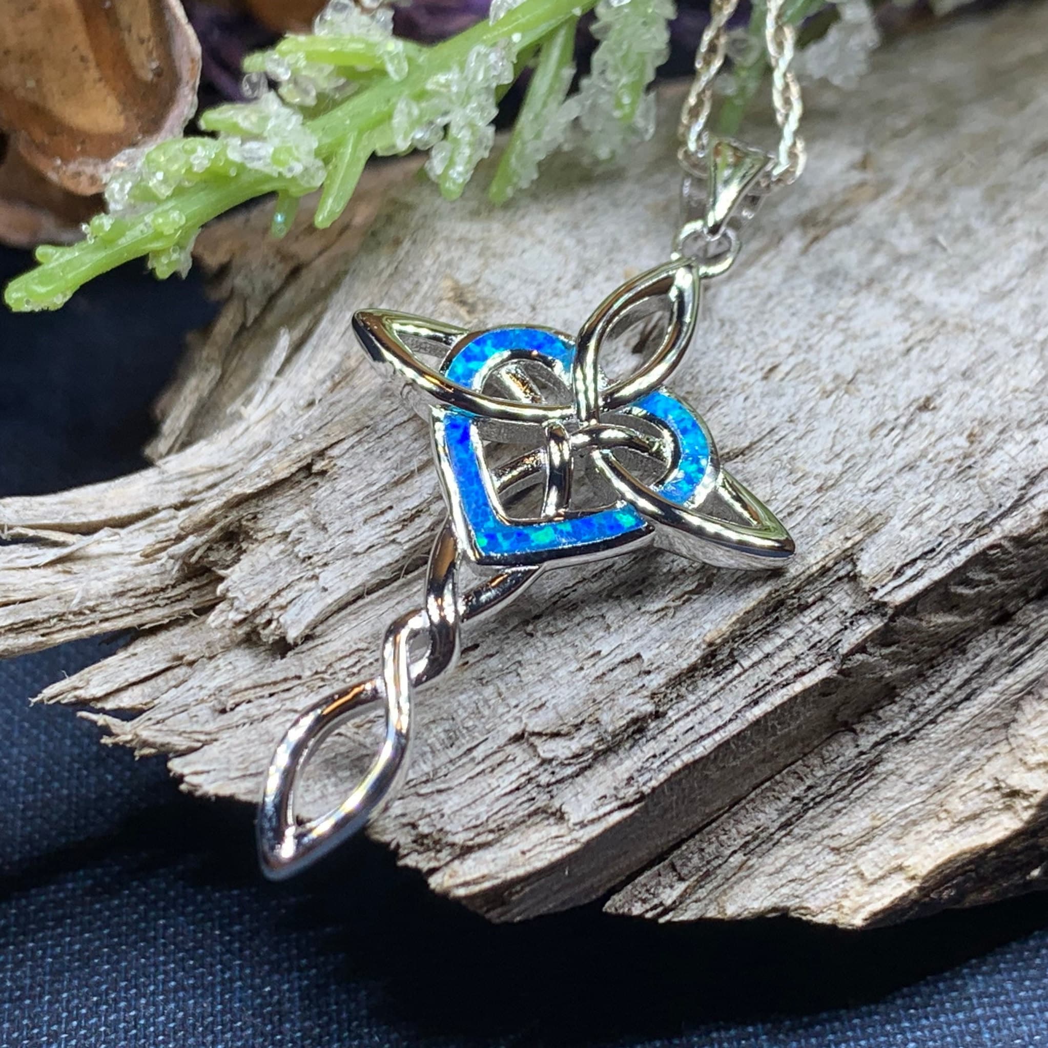 Aurora Opal Celtic Cross Necklace - Main Image