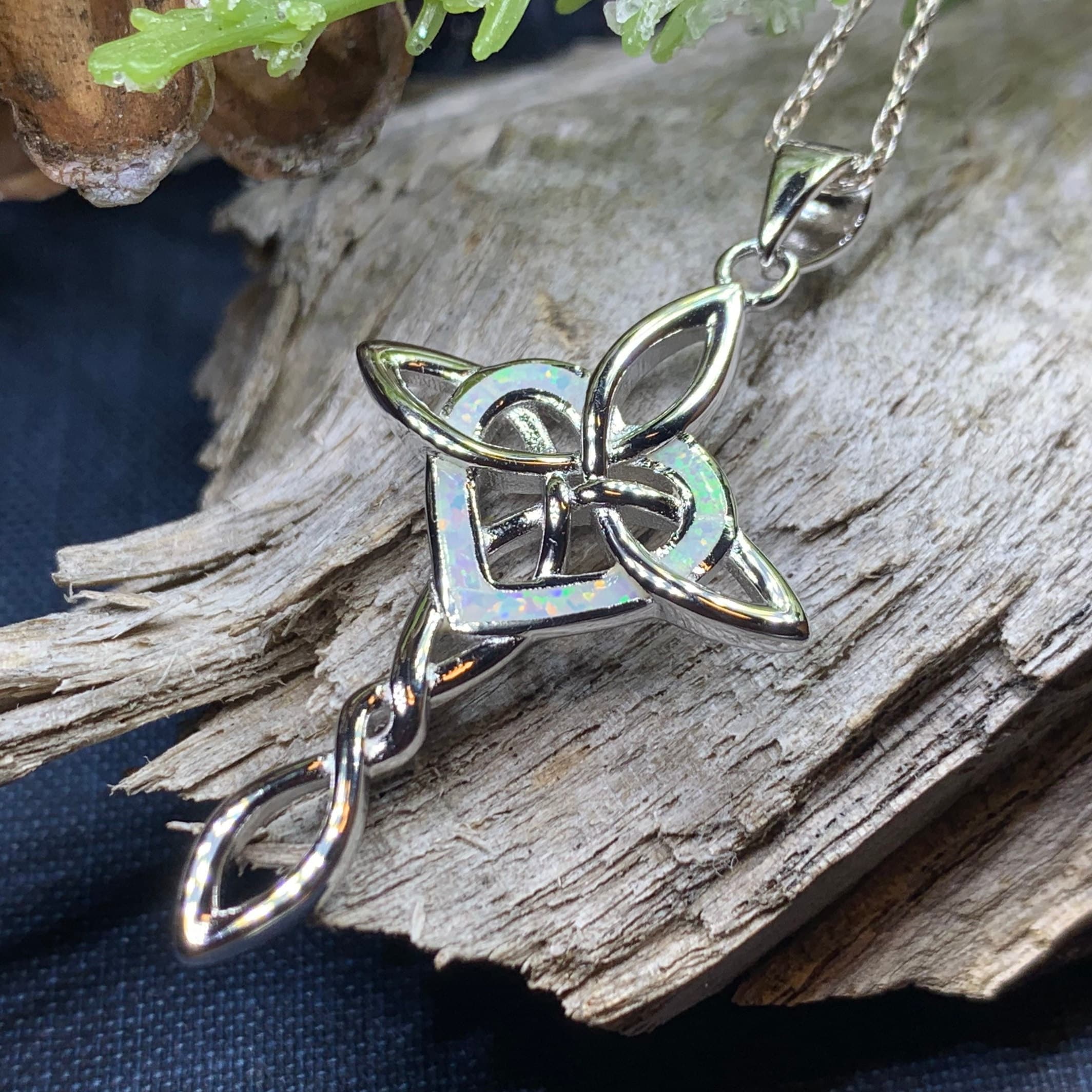 Aurora Opal Celtic Cross Necklace