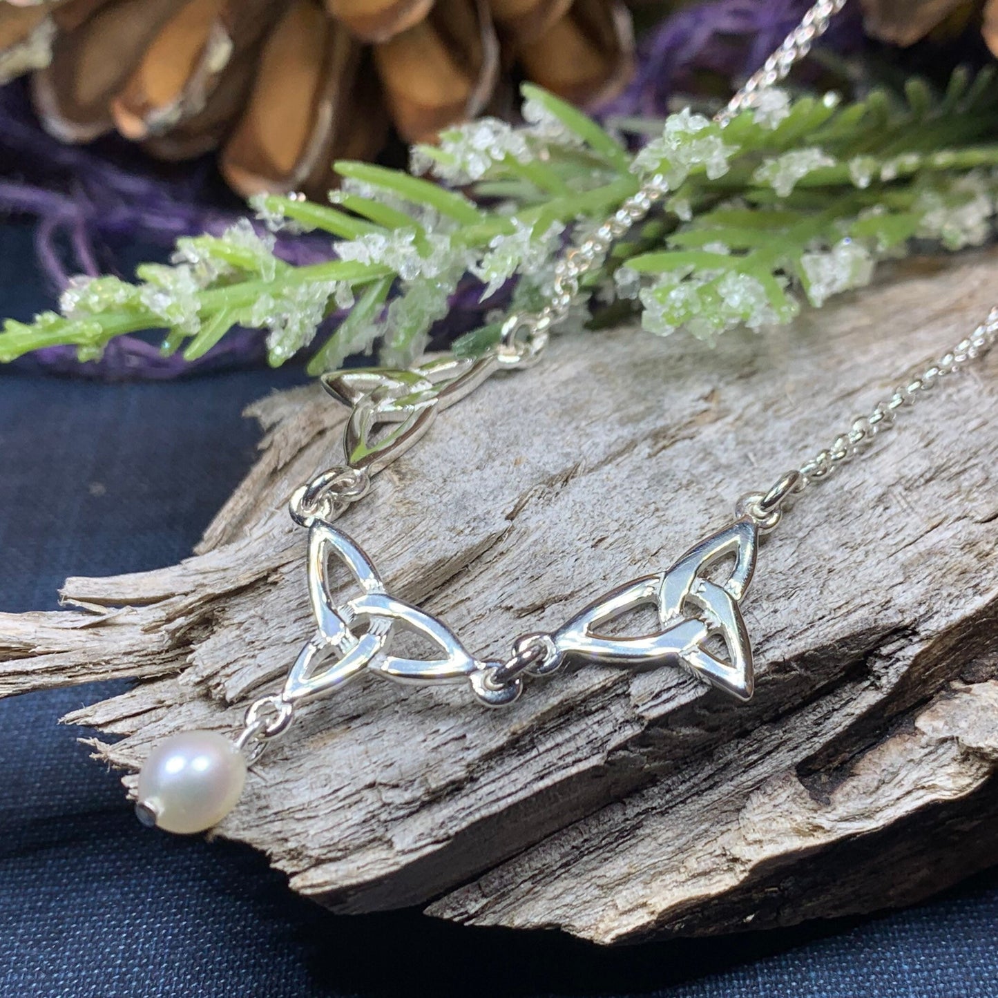 Celtic Knot Necklace, Celtic Jewelry, Irish Jewelry, Anniversary Gift, Scotland Jewelry, Wife Gift, Pearl Drop Pendant, Ireland Gift