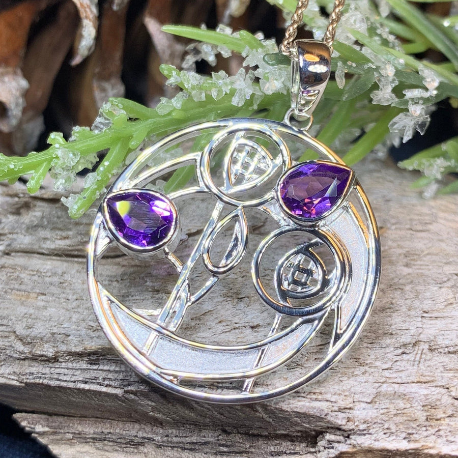 Mackintosh Necklace, Scottish Jewelry, Amethyst Pendant, Celtic Jewelry, Art Deco Pendant, Anniversary Gift, Scotland Necklace, Wife Gift