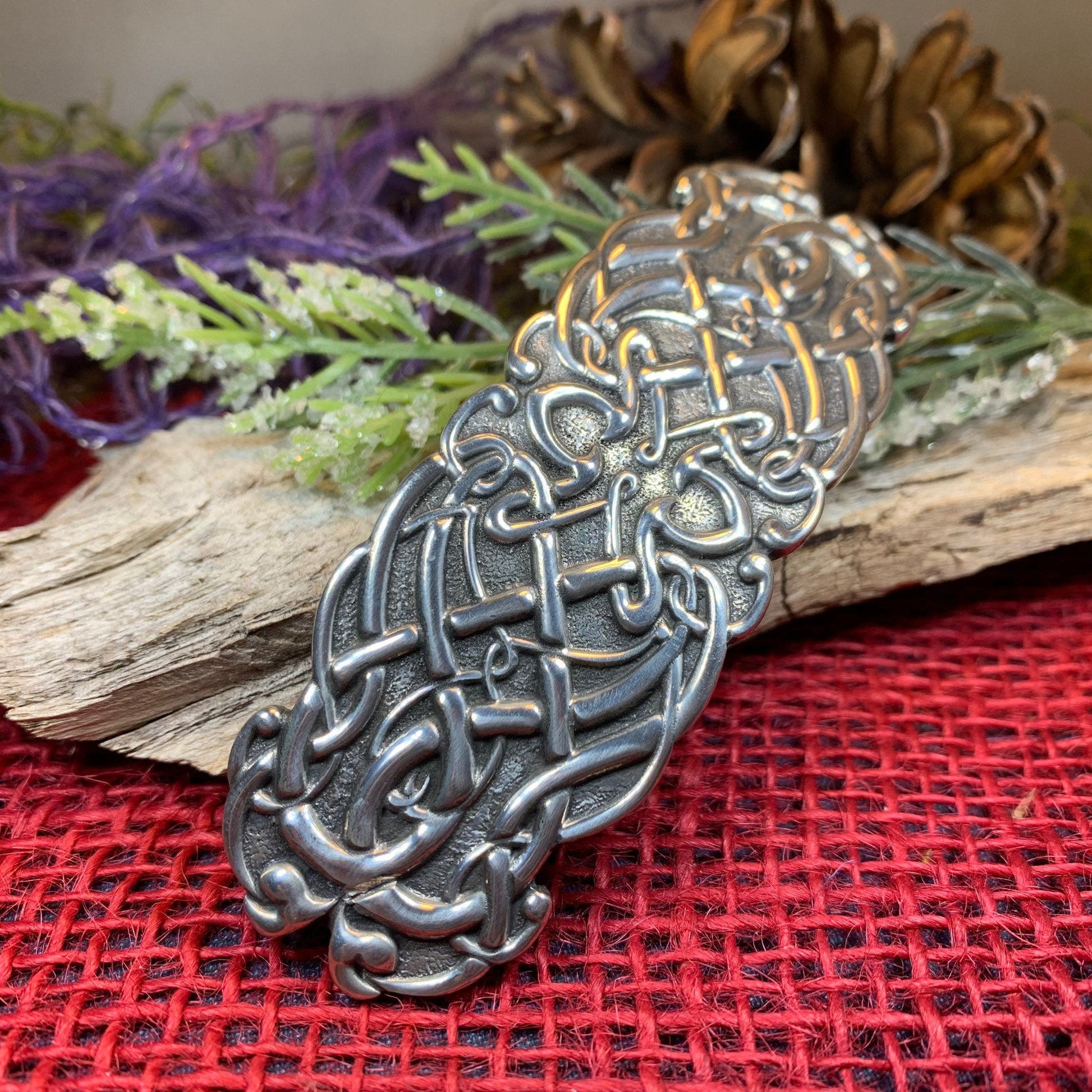 Celtic Knot Hair Clip, Celtic Barrette, Irish Jewelry, Pagan Jewelry, Friendship Gift, Wiccan Jewelry, Norse Jewelry, Art Deco  Barrette