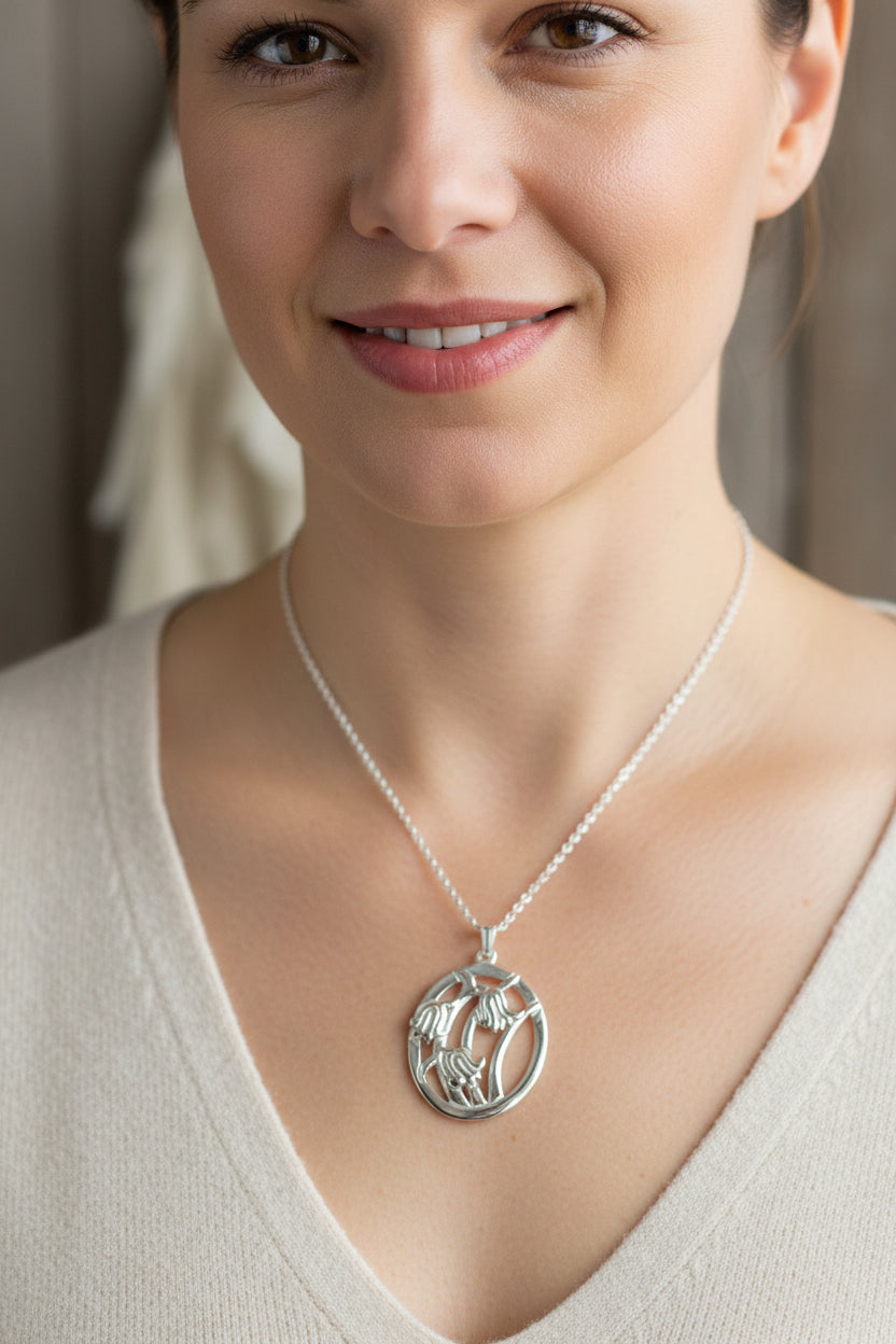 Bluebell Necklace, Anniversary Gift, Scotland Jewelry, Flower Jewelry, Celtic Jewelry, Nature Jewelry, Scottish Jewelry, Flower Pendant
