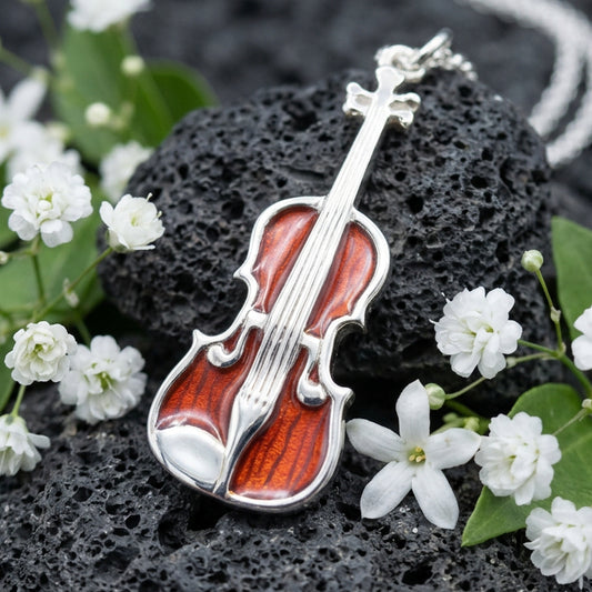 Realistic Enamel Fiddle Necklace - Handmade in Scotland — view 11