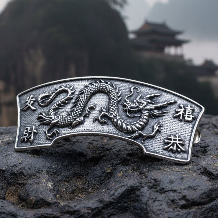 Dragon Hair Clip, Dragon Barrette, Chinese Jewelry, Gothic Jewelry, Friend Gift, Wiccan Jewelry, Pewter Jewelry, Nature Barrette