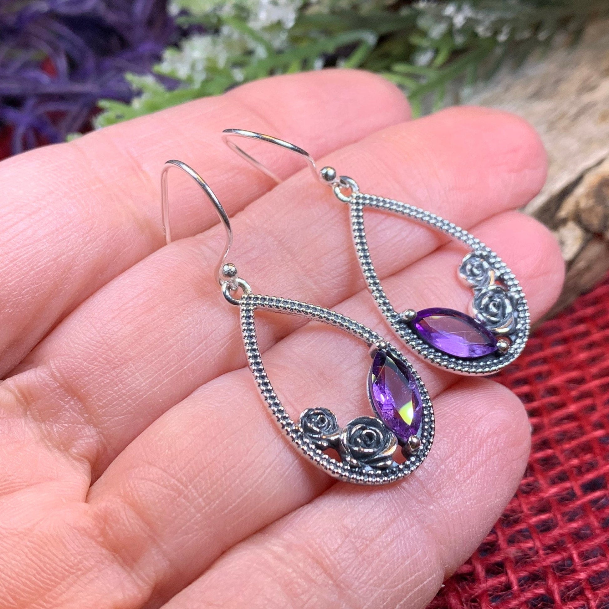 Irish Rose Earrings, Ireland Jewelry, Silver Dangle Earrings, Art Deco Jewelry, Anniversary Gift, Celtic Earrings, Nature Jewelry, Wife Gift