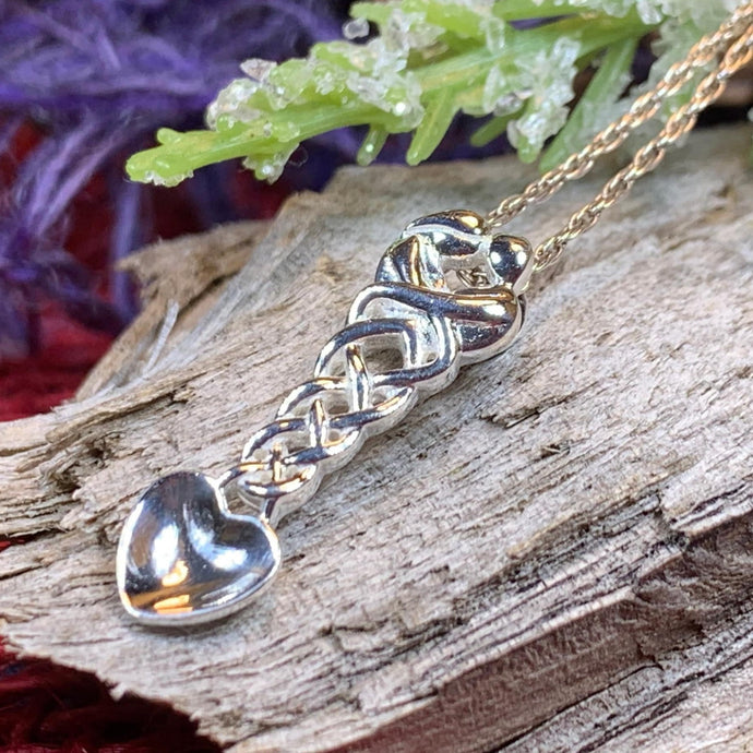 Love Spoon Necklace, Celtic Jewelry, Wales Jewelry, Welsh Necklace, Bridal Jewelry, Anniversary Gift, Heart Jewelry, Silver Spoon Wife Gift