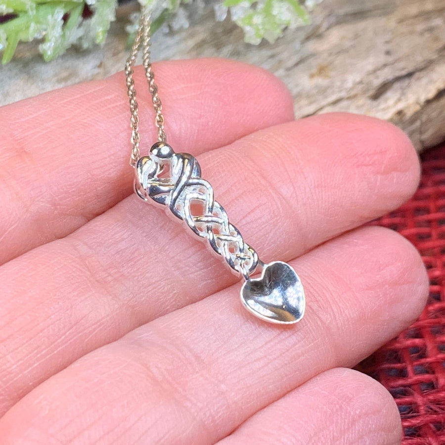 Love Spoon Necklace, Celtic Jewelry, Wales Jewelry, Welsh Necklace, Bridal Jewelry, Anniversary Gift, Heart Jewelry, Silver Spoon Wife Gift