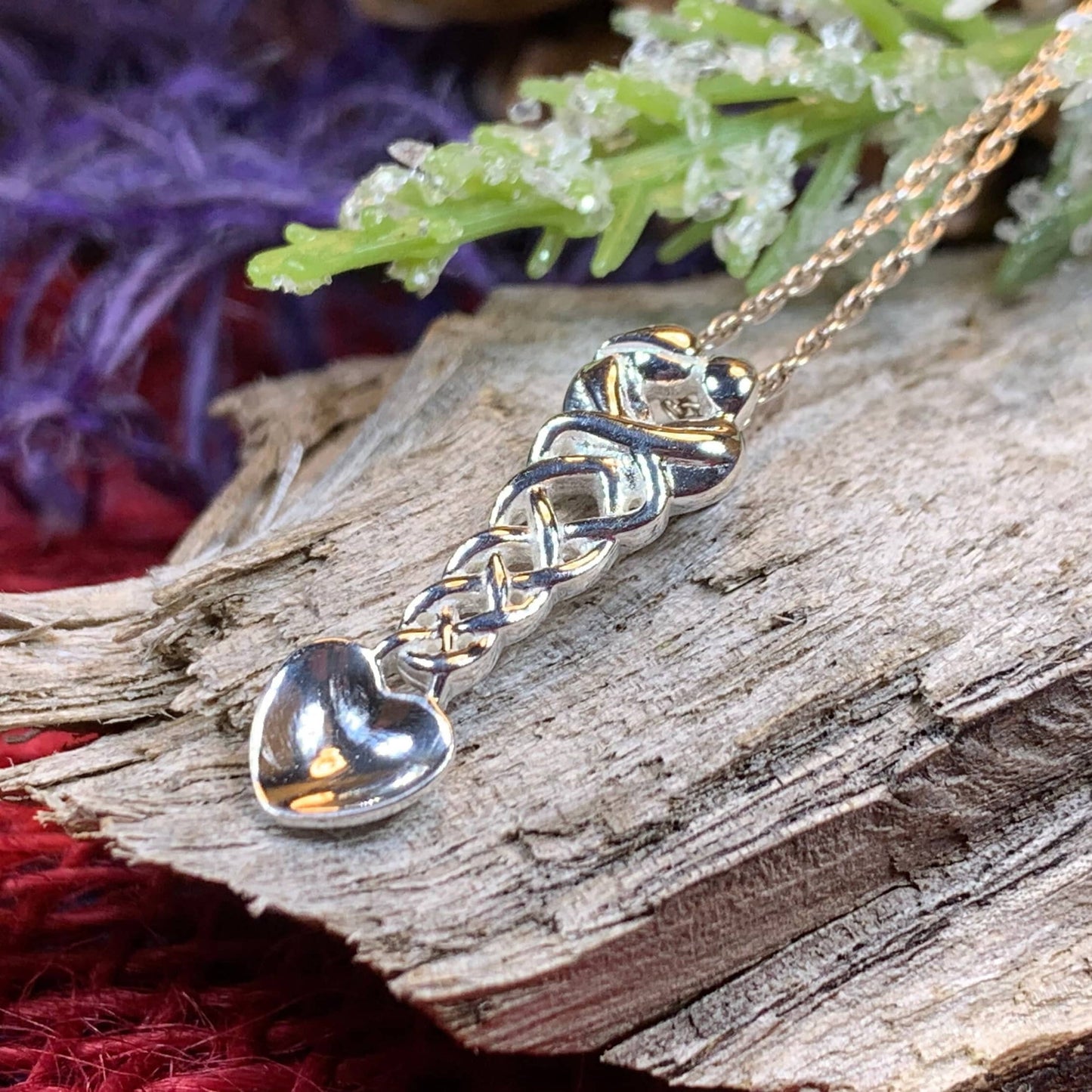 Love Spoon Necklace, Celtic Jewelry, Wales Jewelry, Welsh Necklace, Bridal Jewelry, Anniversary Gift, Heart Jewelry, Silver Spoon Wife Gift