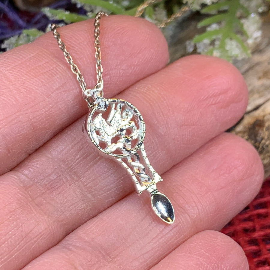 Love Spoon Necklace, Celtic Jewelry, Wales Jewelry, Welsh Necklace, Bridal Jewelry, Anniversary Gift, Heart Jewelry, Silver Spoon Wife Gift