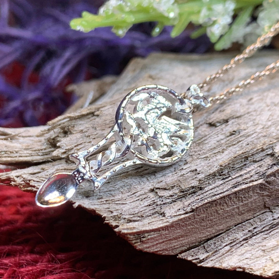 Love Spoon Necklace, Celtic Jewelry, Wales Jewelry, Welsh Necklace, Bridal Jewelry, Anniversary Gift, Heart Jewelry, Silver Spoon Wife Gift
